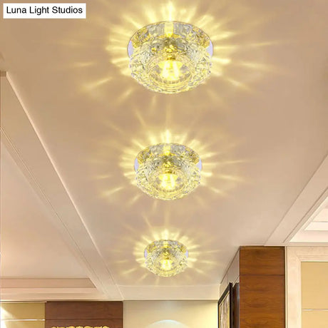 Flower - Shaped Led Flush Ceiling Light With Clear Crystal Finish - Simple & Elegant Fixture