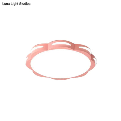 Flush Mount Macaron Led Ceiling Light With Acrylic Floral Shade - Ideal For Girls’ Bedroom
