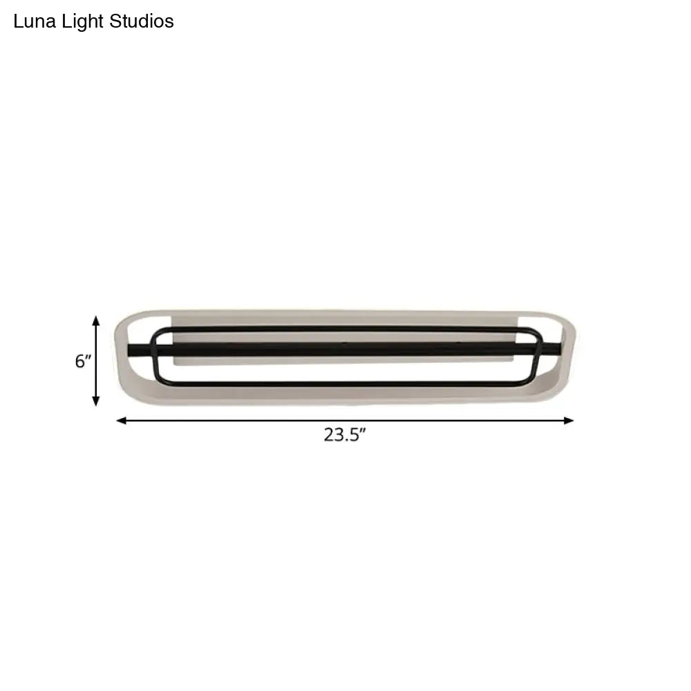 Flush Mounted Led Ceiling Light In Modern Metallic Black & White/Black Gold 16/23.5 Length