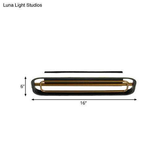 Flush Mounted Led Ceiling Light In Modern Metallic Black & White/Black Gold 16’/23.5’ Length