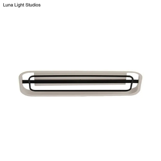 Flush Mounted Led Ceiling Light In Modern Metallic Black & White/Black Gold 16/23.5 Length