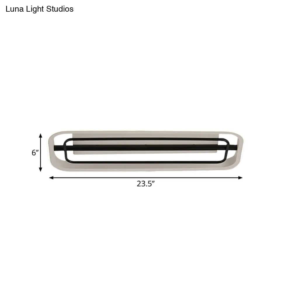 Flush Mounted Led Ceiling Light In Modern Metallic Black & White/Black Gold 16’/23.5’ Length