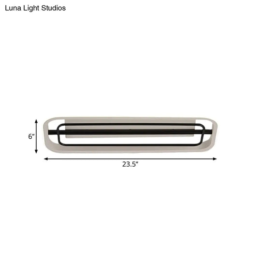 Flush Mounted Led Ceiling Light In Modern Metallic Black & White/Black Gold 16’/23.5’ Length
