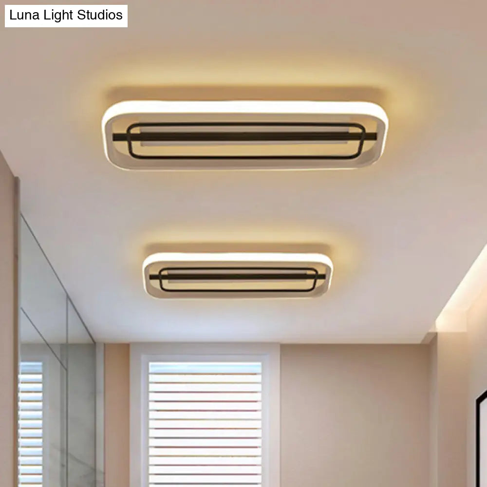 Flush Mounted Led Ceiling Light In Modern Metallic Black & White/Black Gold 16’/23.5’ Length