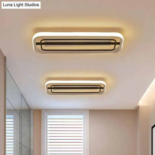 Flush Mounted Led Ceiling Light In Modern Metallic Black & White/Black Gold 16’/23.5’ Length