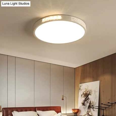 Flush Mounted Led Crystal Ceiling Light With Acrylic Shade - Rectangle/Round Options