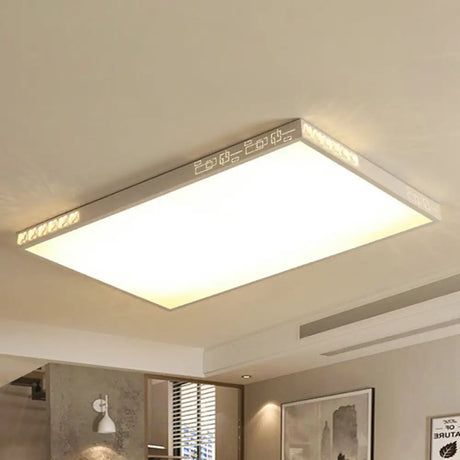 Flush Mounted Led Crystal Ceiling Light With Acrylic Shade - Rectangle/Round Options