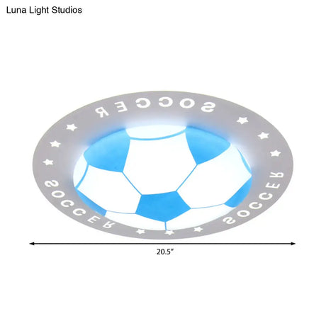 Football Flush Mount Led Ceiling Light For Kids Bedroom: Metal & Acrylic Sport Style