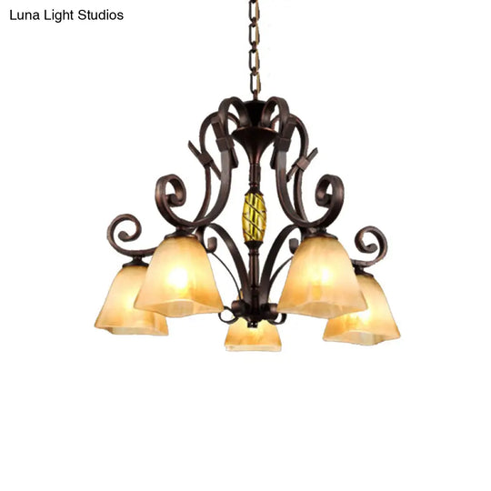 Frosted Glass Bell Chandelier - Classic Lighting For Living Room 5/6/8 Lights Rust Finish