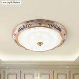 Frosted Glass Ceiling Lamp Fixture - Countryside Led Flush Lighting In Gold Warm/White Light