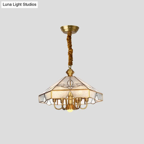 Frosted Glass Chandelier Pendant Light For Dining Room - Nickel Geometric Shape Classic Design