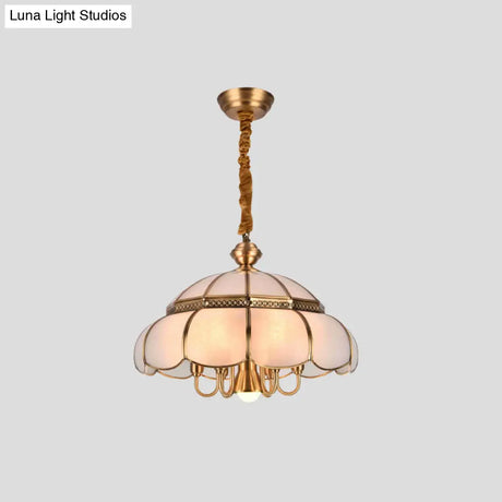 Frosted Glass Chandelier Pendant Light For Dining Room - Nickel Geometric Shape Classic Design