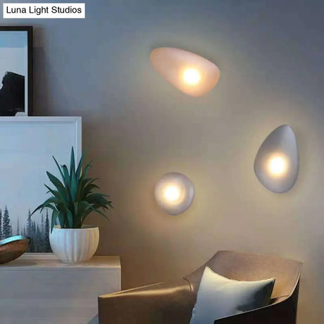 Frosted Glass Cobblestone Wall Sconce: Art Deco 1-Light Mount For Living Room