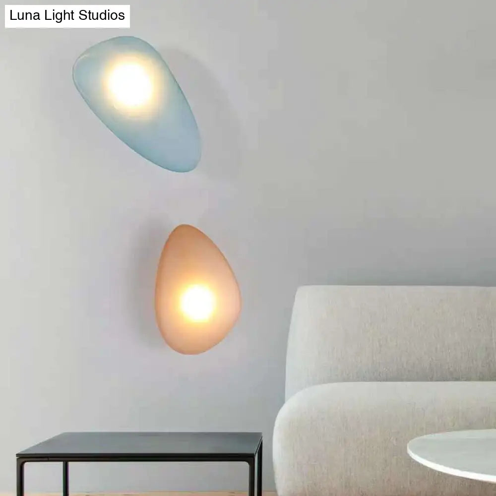 Frosted Glass Cobblestone Wall Sconce: Art Deco 1-Light Mount For Living Room