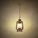 Frosted Glass Pendant Light Fixture: Kerosene 1-Light Warehouse Ceiling Lamp For Restaurants Brass