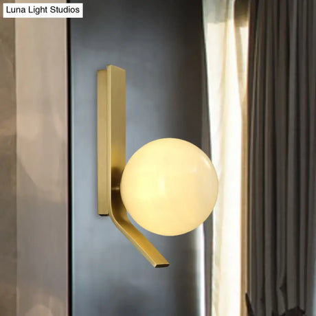 Frosted Glass Sconce: Luxury Brass Wall Mounted Light With Curved Metal Backplate