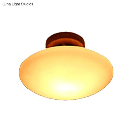 Frosted Glass Semi-Circle/Square Flush Ceiling Light - Modern 1-Light Mount For Corridor