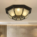 Frosted Glass Vintage Ceiling Fixture With 3/4 - Bulb Black Flush Mount 14’/18’ Width / 14’