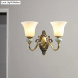 Frosted Glass Wall Lamp With Vintage Brass Finish For Bedside And Lighting