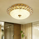 Frosted White Glass 1 - Light Flushmount Kitchen Ceiling Lighting With Traditional Gold Finish