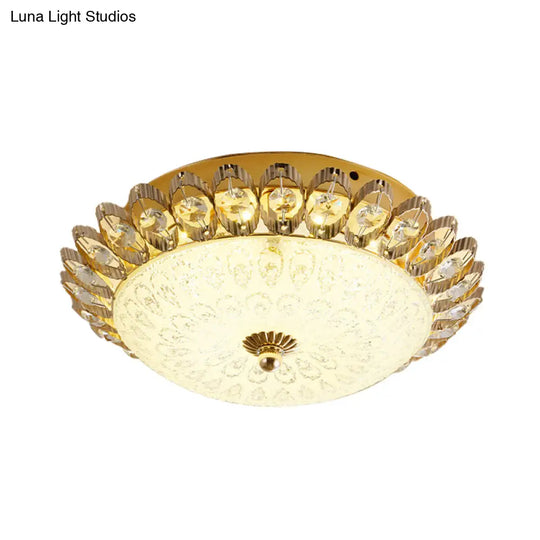 Frosted White Glass 1 - Light Flushmount Kitchen Ceiling Lighting With Traditional Gold Finish