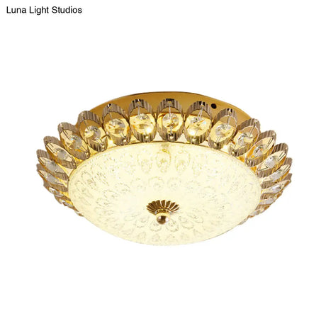 Frosted White Glass 1 - Light Flushmount Kitchen Ceiling Lighting With Traditional Gold Finish