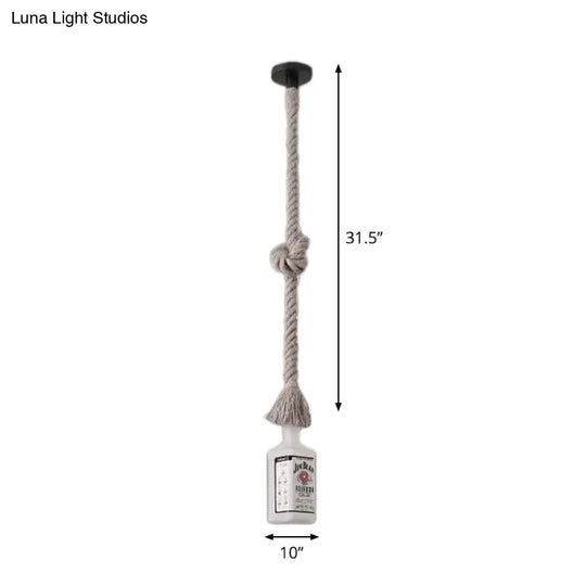 Frosted White Glass Island Lamp With Multiple Bulbs - Loft Style Black Wine Bottle Suspension For