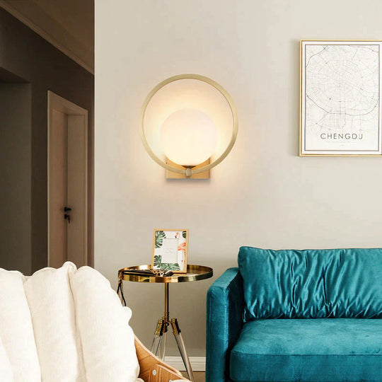 Full Copper Post-Modern Living Room Bedroom Bedside Light Luxury Bean Wall Lamp Tv Background