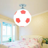 Fun Football Flushmount Ceiling Light For Boys Room Red - White