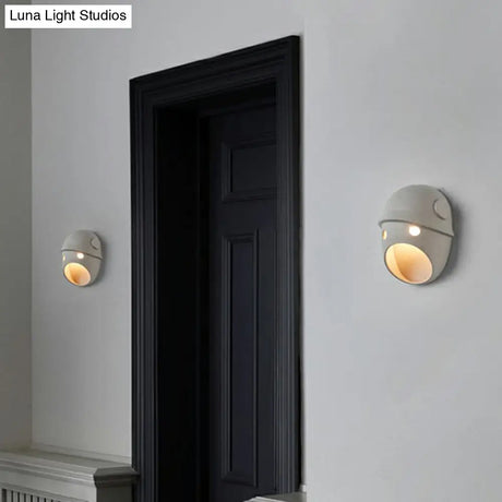 Funny Face Wall Sconce Led Light For Bedroom In Grey Resin