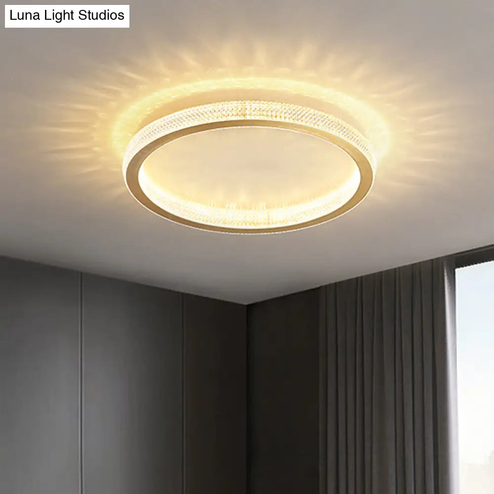 Geometric Acrylic Ceiling Light: Minimalist Gold Led Flush Mount - Living Room