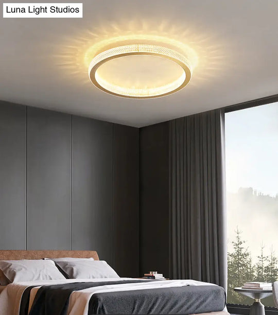 Geometric Acrylic Ceiling Light: Minimalist Gold Led Flush Mount - Living Room