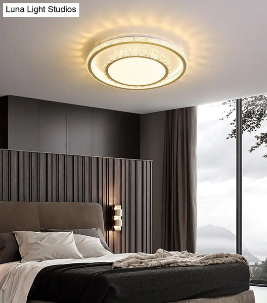 Geometric Acrylic Ceiling Light: Minimalist Gold Led Flush Mount - Living Room