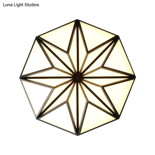 Geometric Acrylic Led Flush Light For Great Room Ceiling - Black/White/Gold