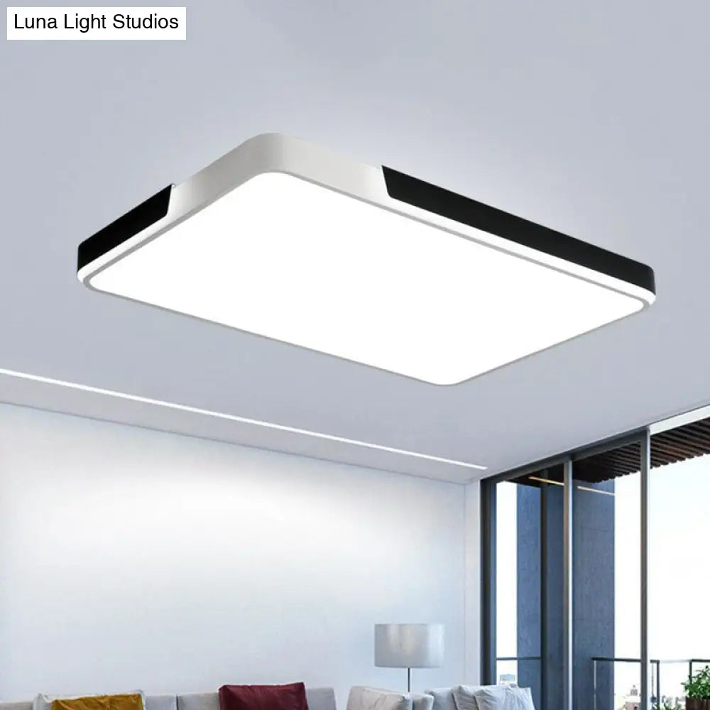 Geometric Black And White Led Flush Ceiling Light For Living Room Black - White / Rectangle