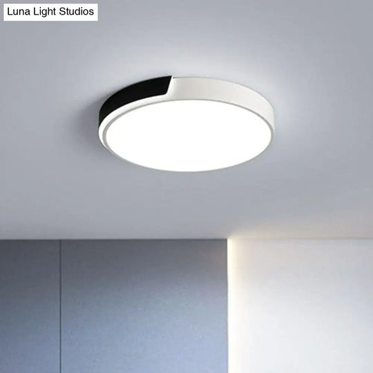 Geometric Black And White Led Flush Ceiling Light For Living Room Black - White / Round
