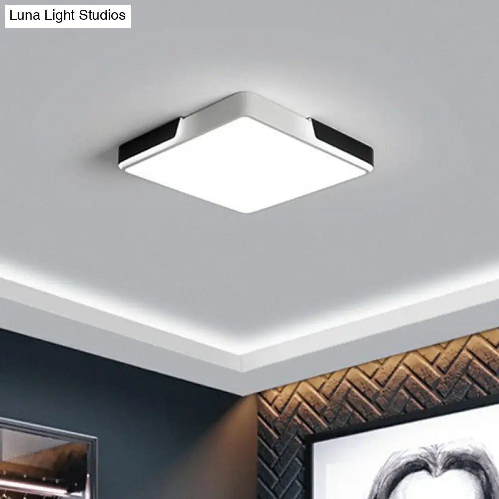 Geometric Black And White Led Flush Ceiling Light For Living Room Black - White / Square