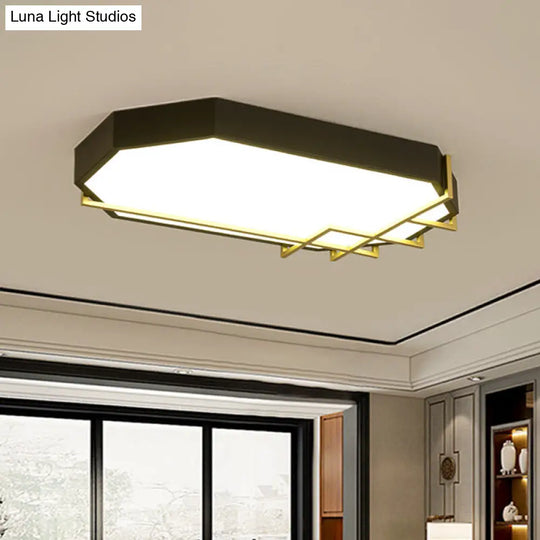 Geometric Black-Gold Ceiling Light: Modern Led Metal Flushmount Lamp (23.5/31.5 Long) Black / 23.5