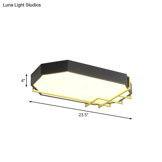 Geometric Black-Gold Ceiling Light: Modern Led Metal Flushmount Lamp (23.5/31.5 Long)