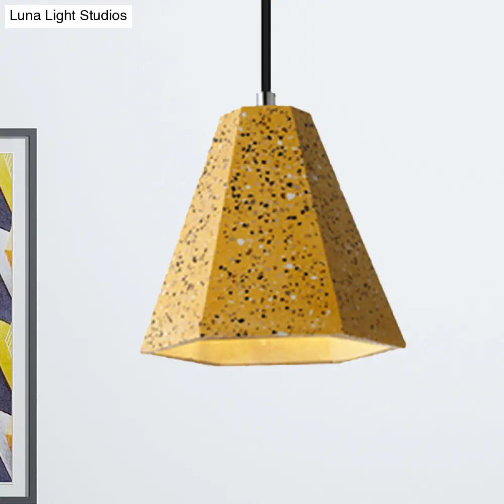 Geometric Cement Pendant Light - 1 Simplicity Hanging (Black/White/Yellow) Yellow