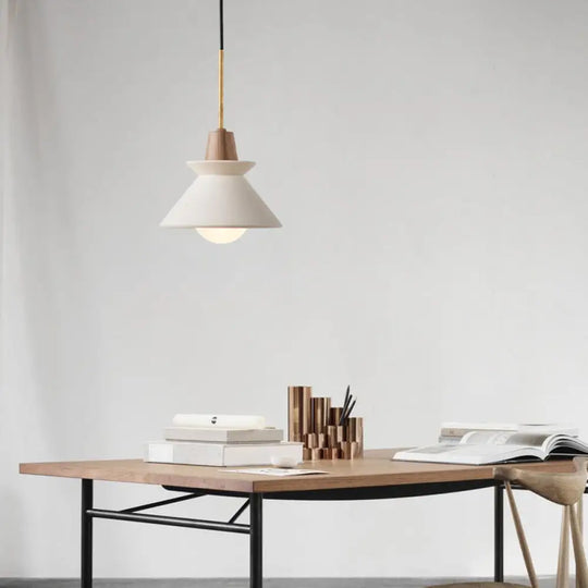 Geometric Cement Pendant Light - Modern Style For Single Dining Room Suspension Fixture White