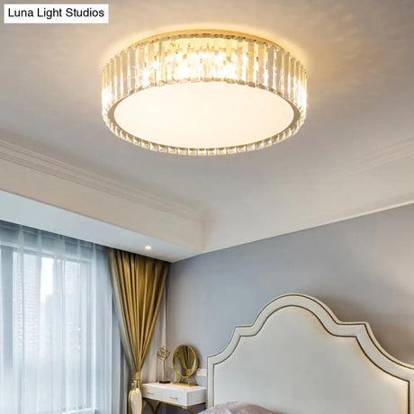 Geometric Crystal Led Flushmount Ceiling Light With Simple Champagne Style