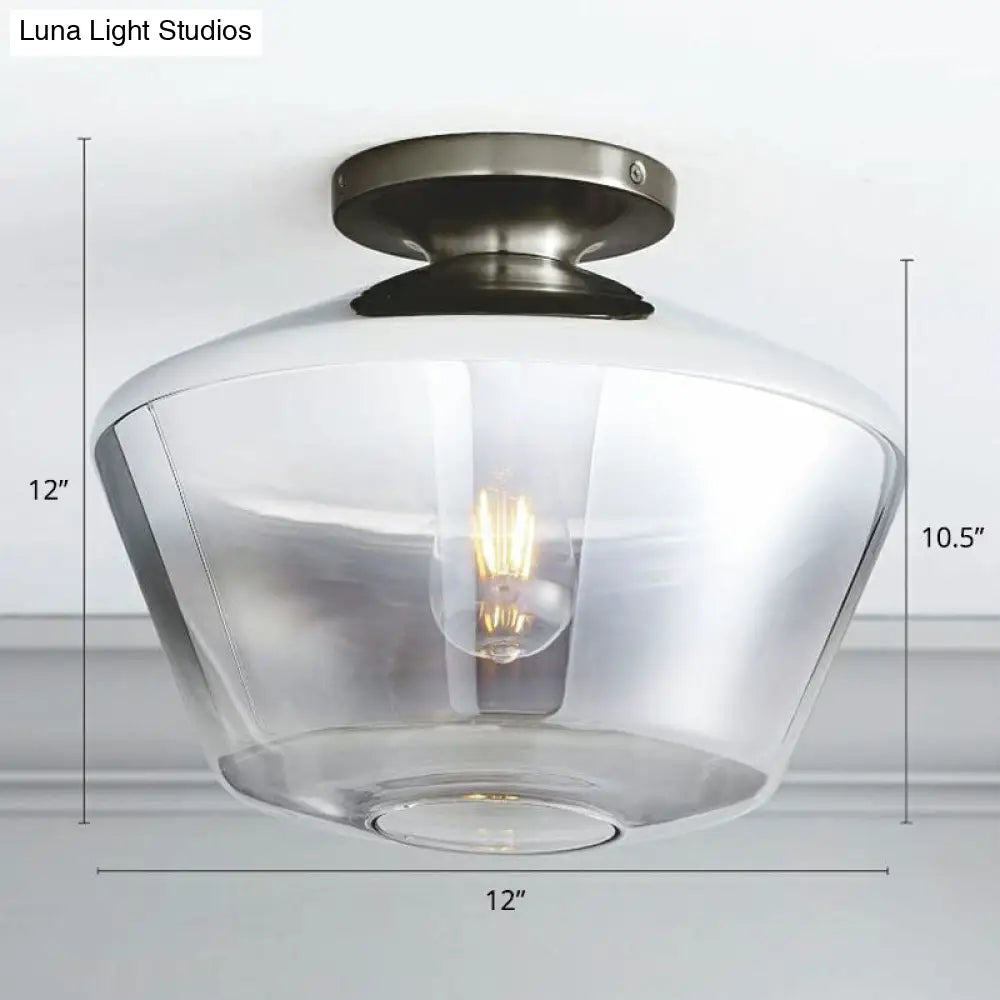 Geometric Glass Flushmount Light - Sleek And Simple Ceiling Fixture For Balcony More Black / B