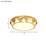 Geometric Gold Flush Mount With Crystal Led Lights - Contemporary Triangle Design