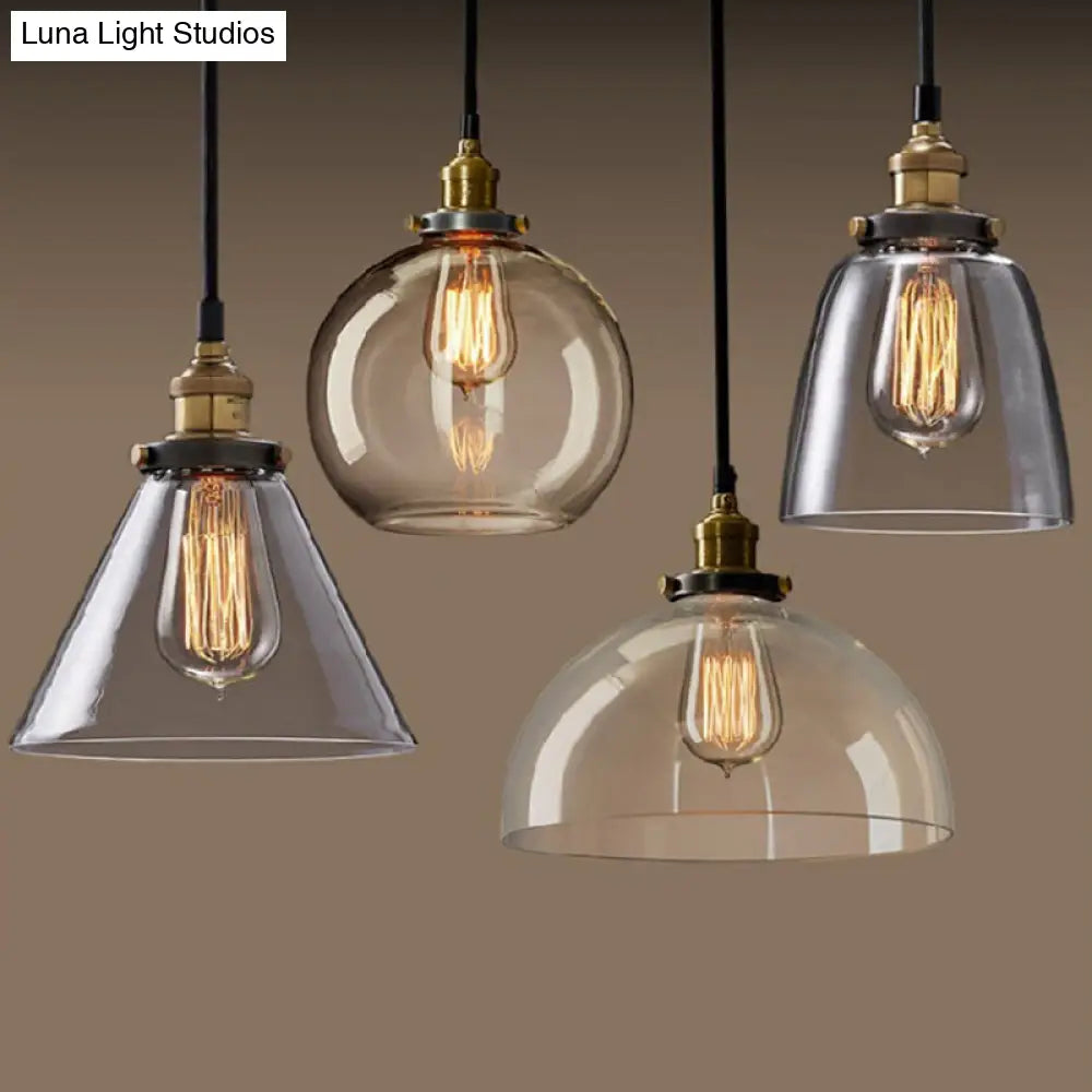 Geometric Industrial Pendant Lamp With Glass Suspension For Dining Room Lighting