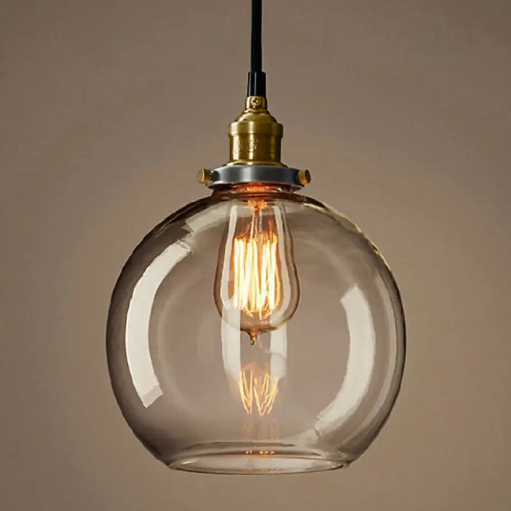 Geometric Industrial Pendant Lamp With Glass Suspension For Dining Room Lighting Clear / Round