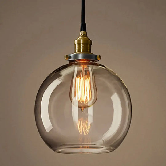 Geometric Industrial Pendant Lamp With Glass Suspension For Dining Room Lighting Clear / Round