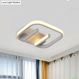 Geometric Led Ceiling Light In Nordic White/Black/Gold With Metallic Finish - Perfect For Hallways