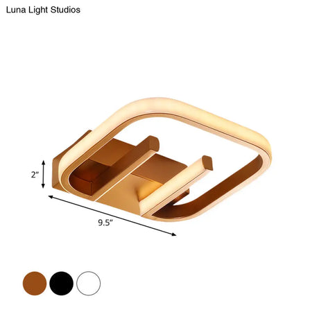 Geometric Led Ceiling Light In Nordic White/Black/Gold With Metallic Finish - Perfect For Hallways