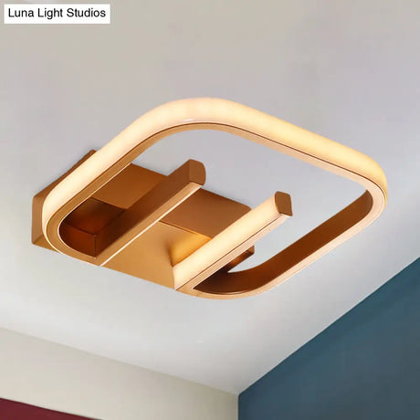 Geometric Led Ceiling Light In Nordic White/Black/Gold With Metallic Finish - Perfect For Hallways